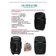 LK-1679-2-15B Aktív műa. hangfal, 15", 200/400W, FM rádióval, MP3, távirányító, Bluetooth, passzív hangfal kimenet