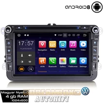 Új, Garanciális VOLKSWAGEN Gyári Kinézetű AutóHifi GPS Navigáció (Passat, VW Golf 6, Golf 5, VW Jetta, Polo) (4GB RAM, Magyar Nyelvű) ANDROID 8